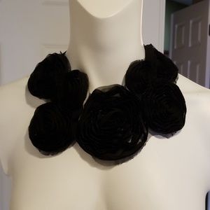 Black Organza Rosette Necklace